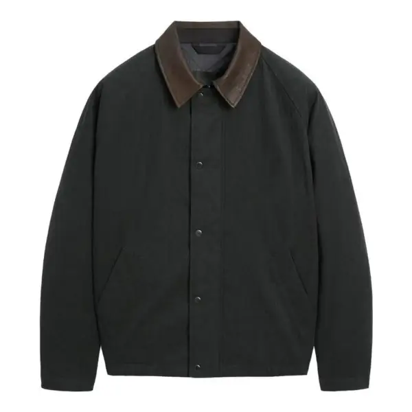 Jacket with Leather Collar Detail