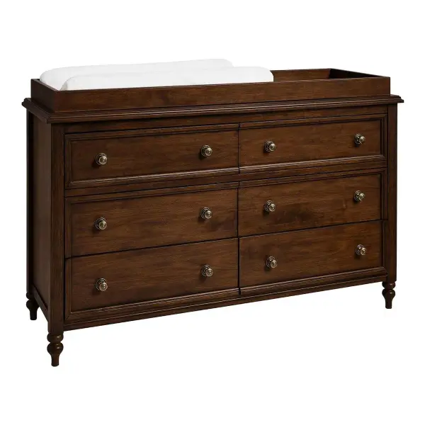 Turned Wood 6-Drawer Dresser & Topper Set