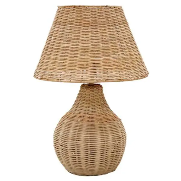 Honeybloom Natural Weaving Rattan Small Table Lamp with Shade 16.5