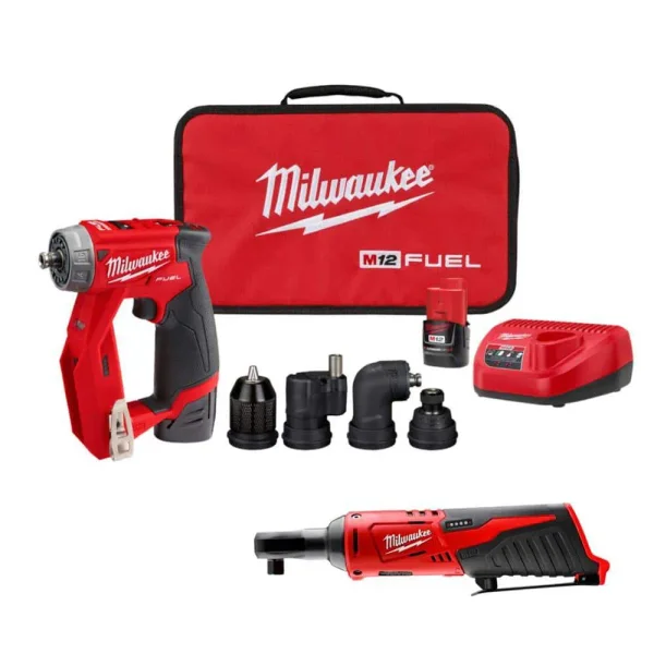 Milwaukee M12 FUEL 4-in-1 Installation Drill/Driver Kit with M12 3/8 in. Ratchet (2505-22-2457-20)