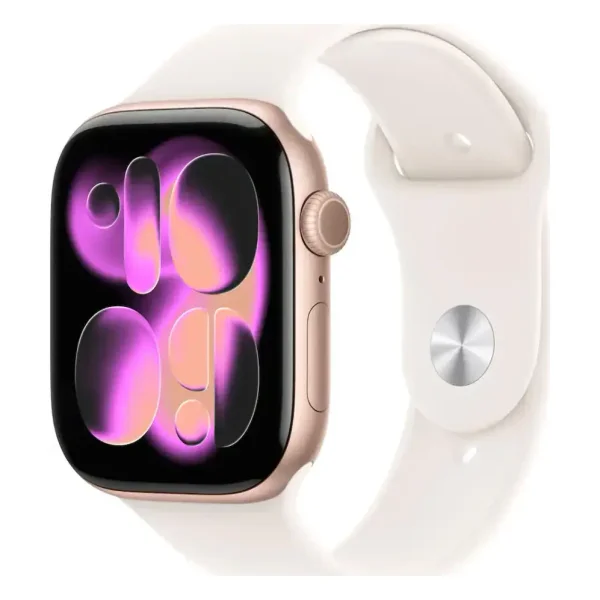 Apple Watch Series 11 (GPS) 46mm Rose Gold Aluminum Case with Light Blush Sport Band M/L Rose Gold (2025) MEV74LW/A - Best Buy