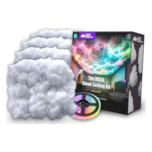 Cloud Light Ceiling Panels & LED Lights – Peel-and-Stick, 32.8 ft LED Strips, Alexa-Enabled, Aesthetic Room Decor for Bedrooms, Dorms, Gaming Rooms, Home Theater, Content Creators, AirBNB Décor