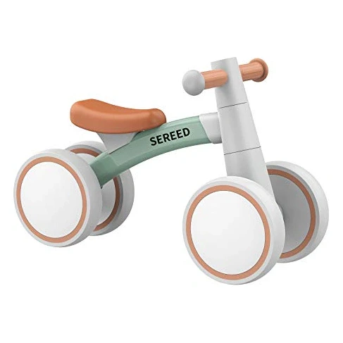 SEREED Baby Balance Bike for 1-2 Year Olds - 4 Wheels, First Bike for Toddlers, Birthday Gift (Green)