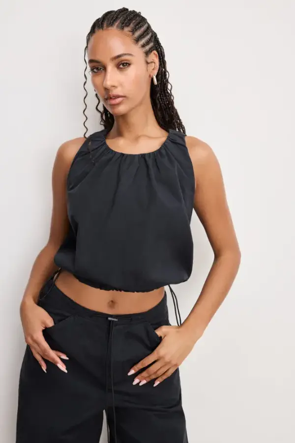 TWILL PARACHUTE BUBBLE TOP | BLACK001
