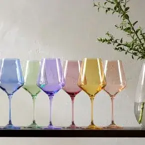 Estelle Colored Glass Stemmed Wine Glass (Set of 6)