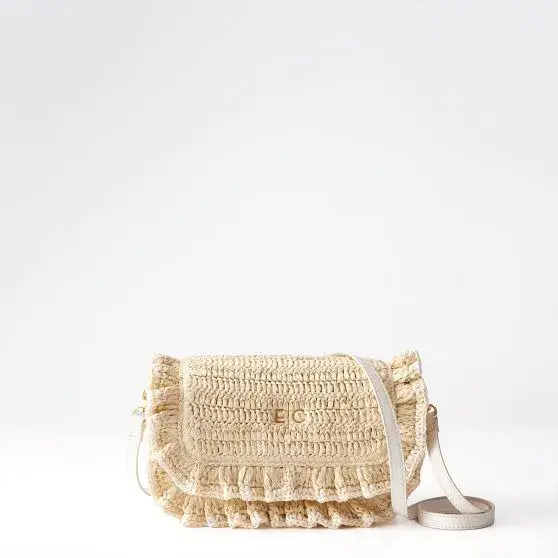 Sofia Ruffle Raffia Crossbody Bag