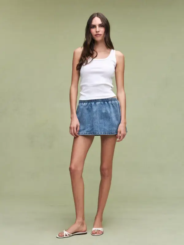 Elastic Mini Skirt - Vintage Wash