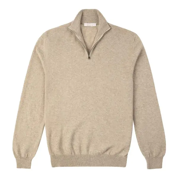 Zip-Up Sweater in 2-Ply Cashmere