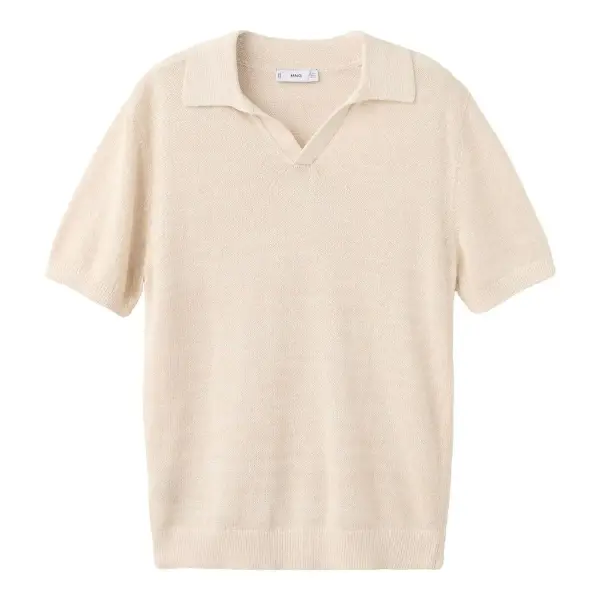 Cotton Polo Shirt with Microstructure