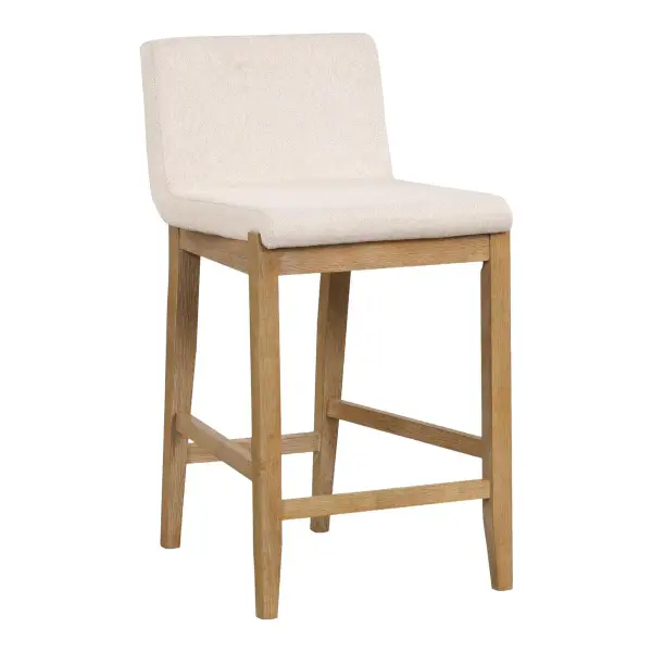Gracie Modern Wood Flax Upholstered Bar Stool