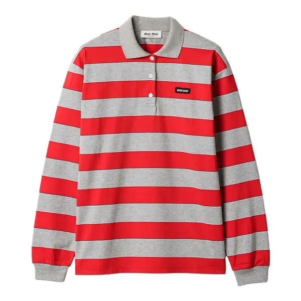 Striped Jersey Polo Cotton Shirt