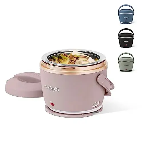 Crock-Pot 20oz Portable Electric Food Warmer, Personal Lunch Box Keeps Food Spill-Free & Warm, Ideal for Travel, Work, School, Car, On-the-Go, Dishwasher-Safe, Giftable, Blush Pink