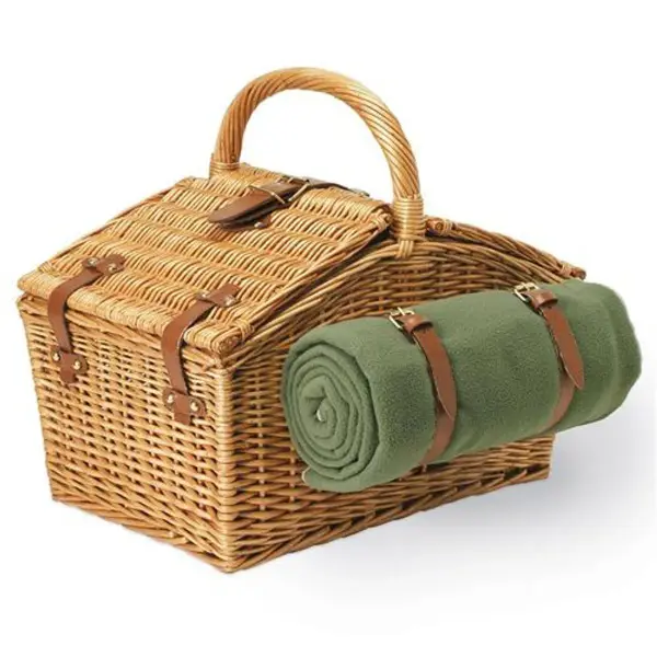 Surset French Willow Picnic Basket With Serveware For 2