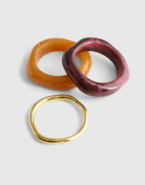 Three-Pack Sculptural Resin Bangle Bracelet Set