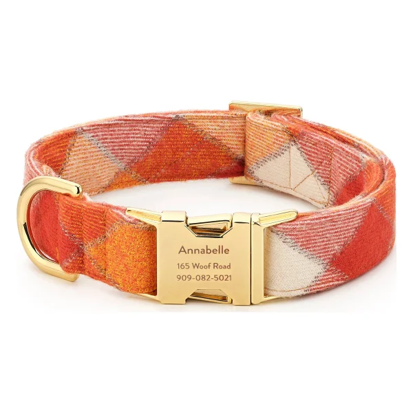 Pumpkin Spice Plaid Flannel Dog Collar