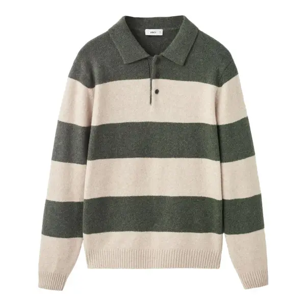 Knitted Wool Blend Polo Sweater