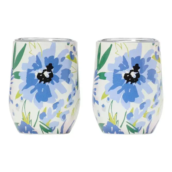 Festival Floral Stainless Steel Stemless Wine Glasses