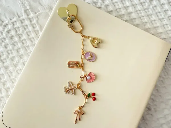 Custom Kindle Charm with Gold Heart Adhesive | Personalized Bookish Charm Chain | Interchangeable E-Reader Charm | Reader Gift | Book Lover
