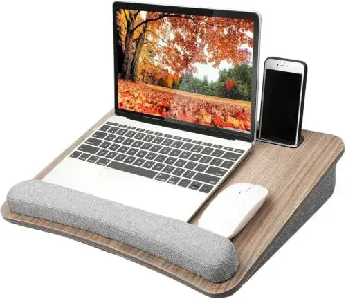 HUANUO Laptop Lap Desk - Portable Lap Desk with Pillow Cushion, Fits up to 15.6 inch Laptop, with Anti-Slip Strip & Storage Function for Home Office Students Use as Computer Laptop Stand, Book Tablet
