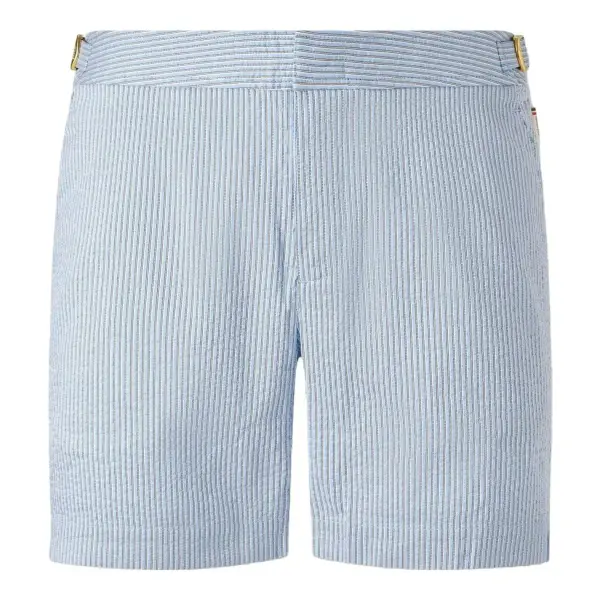 Seersucker Stripe Mid-Length Swim Shorts