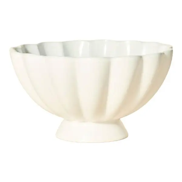Scalloped Edge Stoneware Serving Bowl