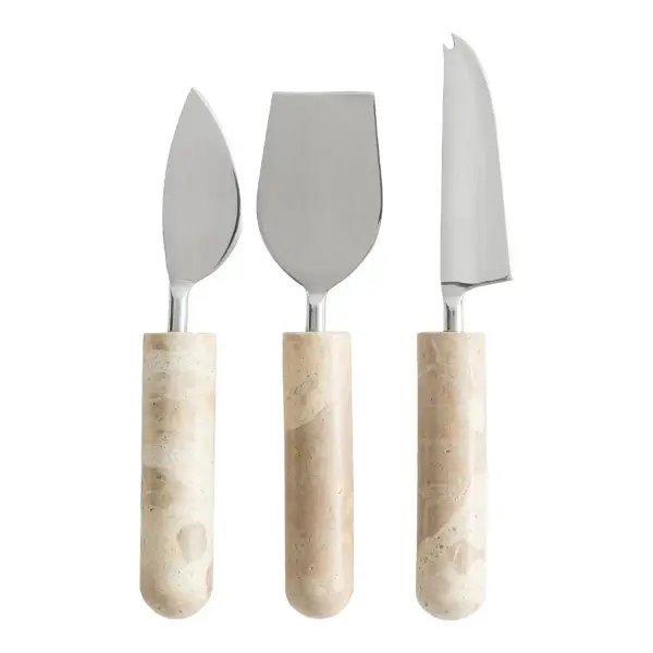 3-Piece Marble Cheese Knife Set