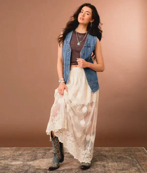 Sheer Lace Maxi Skirt