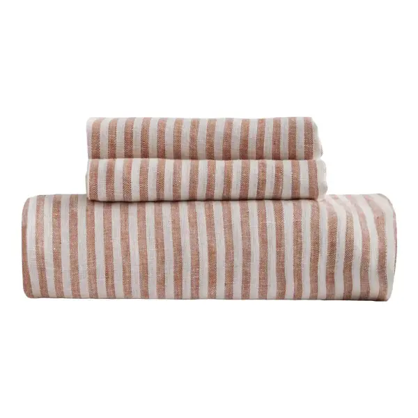 European Linen Stripe Fitted Sheet Set