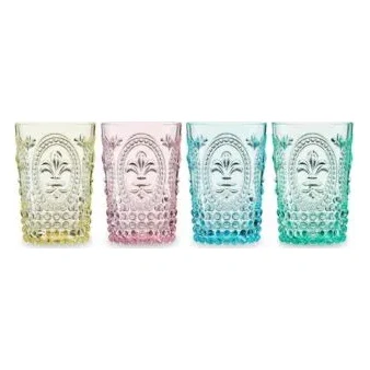Shatterproof Acrylic Embossed Tumblers in Assorted Colors, Set of 4