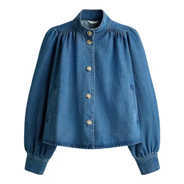 Puff-Sleeved Twill Jacket