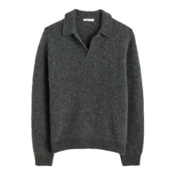 Open-Collar Sweater Polo in Yak-Alpaca Blend