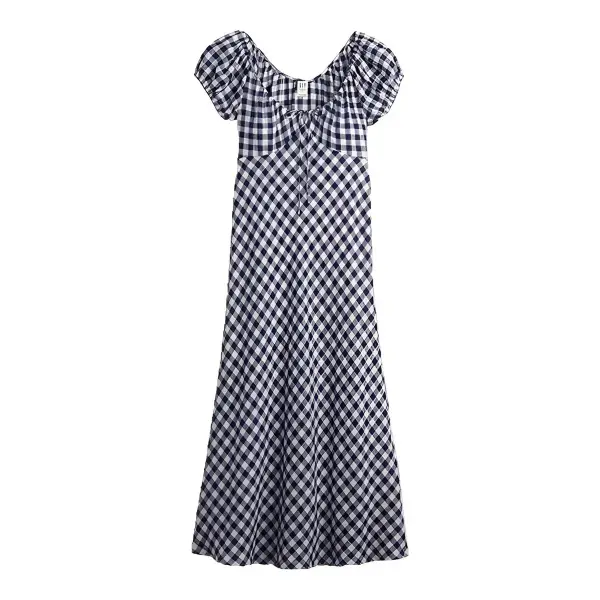 GAP × DÔEN 100% Linen Gingham Midi Dress