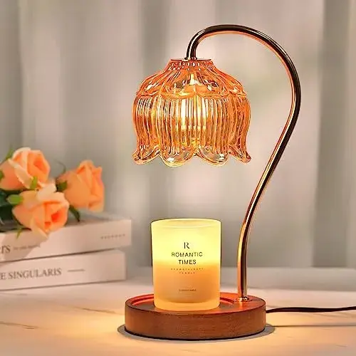 Funistree Flower Candle Warmer Lamp with Timer, Dimmable Candle Lamp Warmer, Valentines Birthday Gift for Women Her Mom, House Warming for New Home Decor, Lotus Wax Warmer for Jar Candles