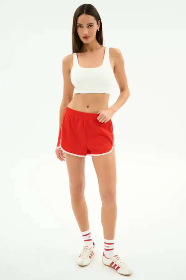 Megan Woven Nylon Run Short - Black/Creme