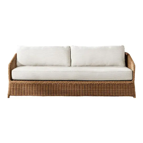 Haviland Outdoor Sofa with Perennials Taupe Stripe 88"