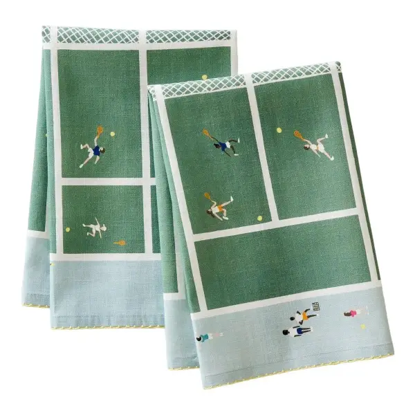 Embroidered Tennis Tea Towel (Set of 2)