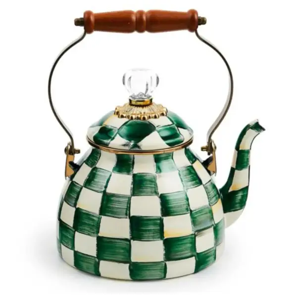 Check Enamel Tea Kettle  2 Quart