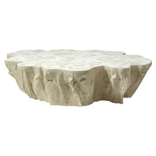Palecek Marcela Coastal Cream Inlaid Fossilized Clam Shell Outdoor Coffee Table