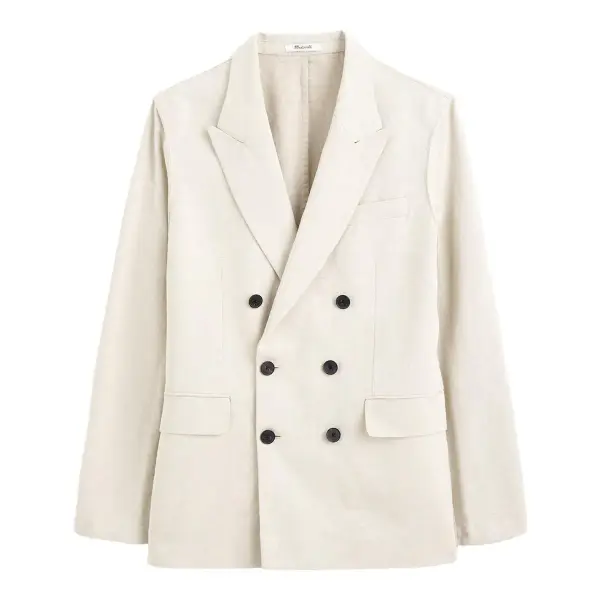 Double-Breasted Blazer In Cotton-Linen Blend