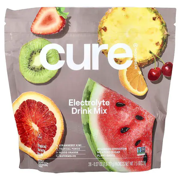 Cure Hydration Electrolyte Drink Mix Tropical Variety Pack of 28