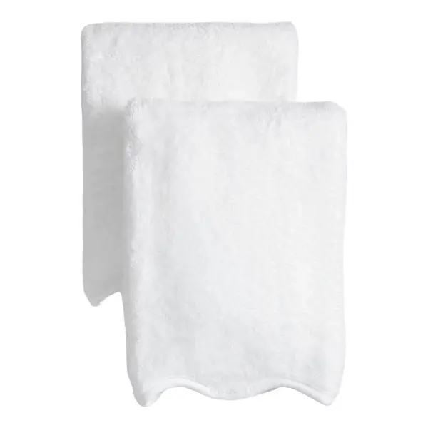 2 Pack Scalloped Organic Cotton Terry Hand Towels