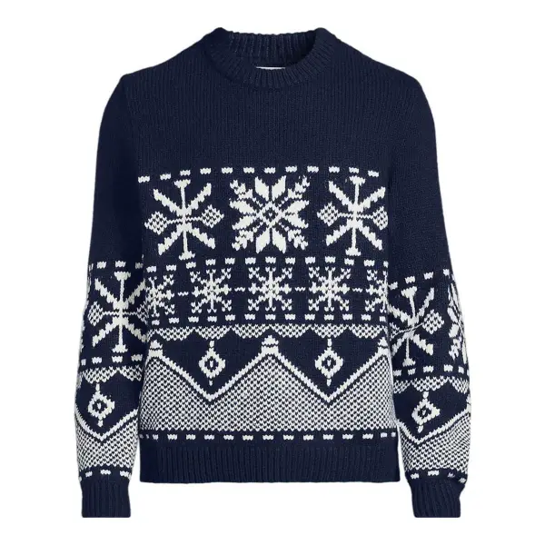 Long Sleeve Holiday Snowflake Crewneck Sweater