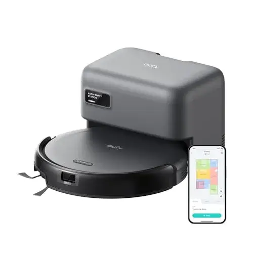 eufy Like-New C10 Robot Vacuum Self Emptying, 8 Weeks Hands Free, Advanced Smart Mapping with LiDAR Navigation, 2.85-Inch Slim Design, Powerful Suction, Edge Expansion Brush for Pet Hair（Renewed）