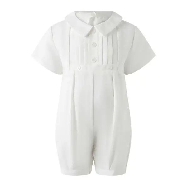 Linen Pleated Babysuit and Bonnet