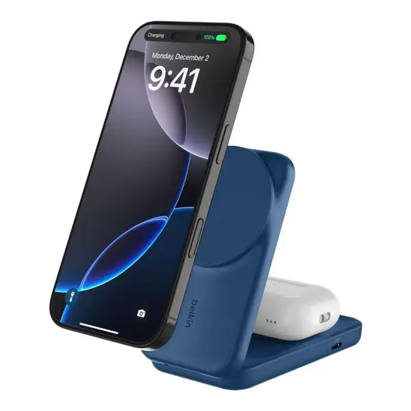 2-in-1 Foldable Magnetic Charger with Qi2 25w, Square Form