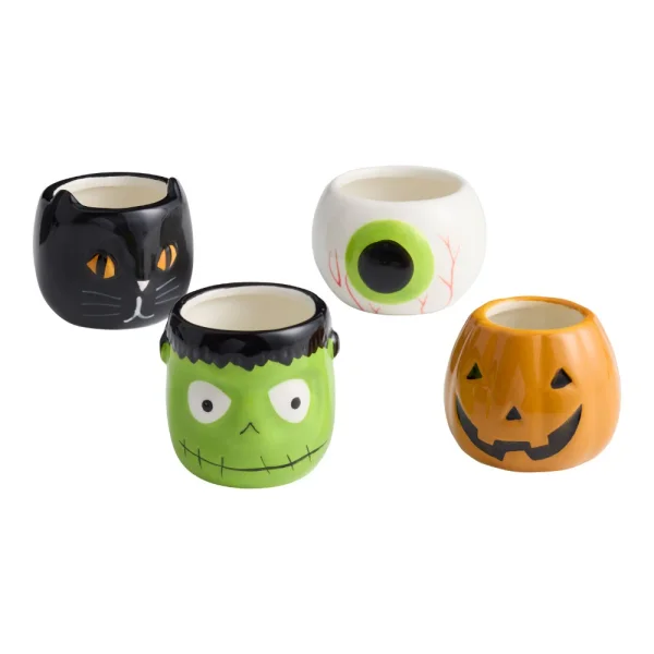 Mini Ceramic Halloween Icon Cups 4 Pack