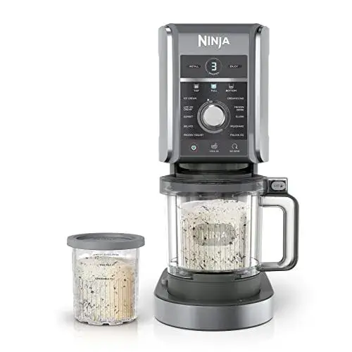 Ninja CREAMi Deluxe Ice Cream Maker, Treats and Frozen Desserts, Sorbet, Milkshakes, Yogurt and More, 11-in-1 Programs, XL Capacity, Includes Two 24-oz Family-Size Tubs, Silver, NC501