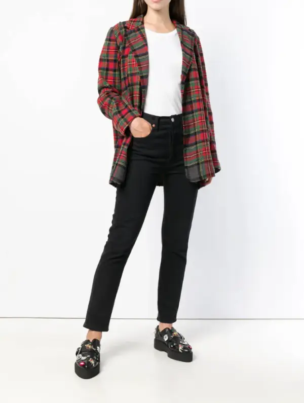 tartan check loose jacket