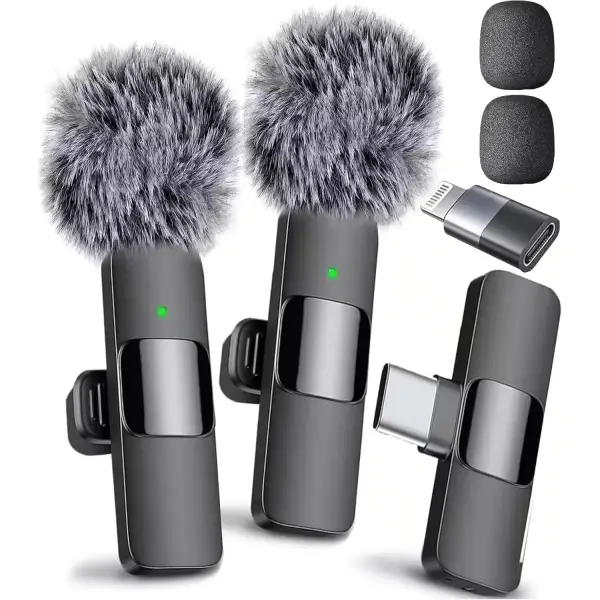 Wireless Microphone for Video Recording All iPhones & Androids (USB-C + Lightning)