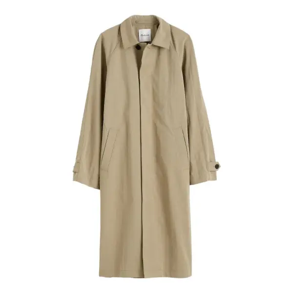 Raglan-Sleeve Trench Coat in Italian Twill